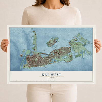 Key West, Florida map print, 12" x 18" Archival Matte Print mockup