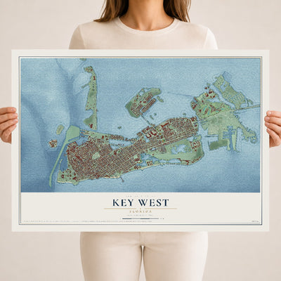 Key West, Florida map print, 18" x 24" Archival Matte Print mockup