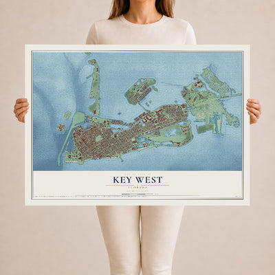 Key West, Florida map print, 24" x 36" Archival Matte Print mockup