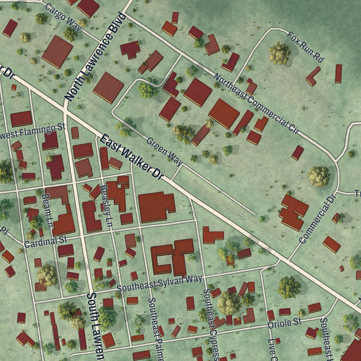 Close-up 1 of the Keystone Heights, Florida map artwork