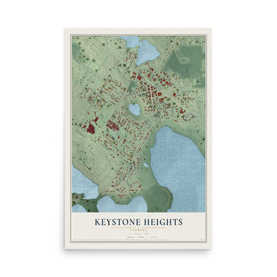 Keystone Heights, Florida map print, 12" x 18" Archival Matte Print mockup