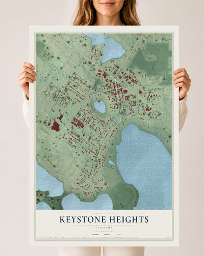 Keystone Heights, Florida map print, 24" x 36" Archival Matte Print mockup