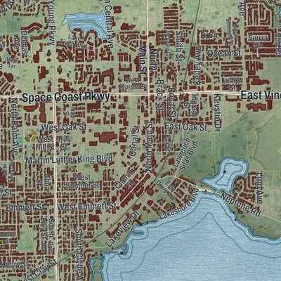 Close-up 1 of the Kissimmee, Florida map artwork