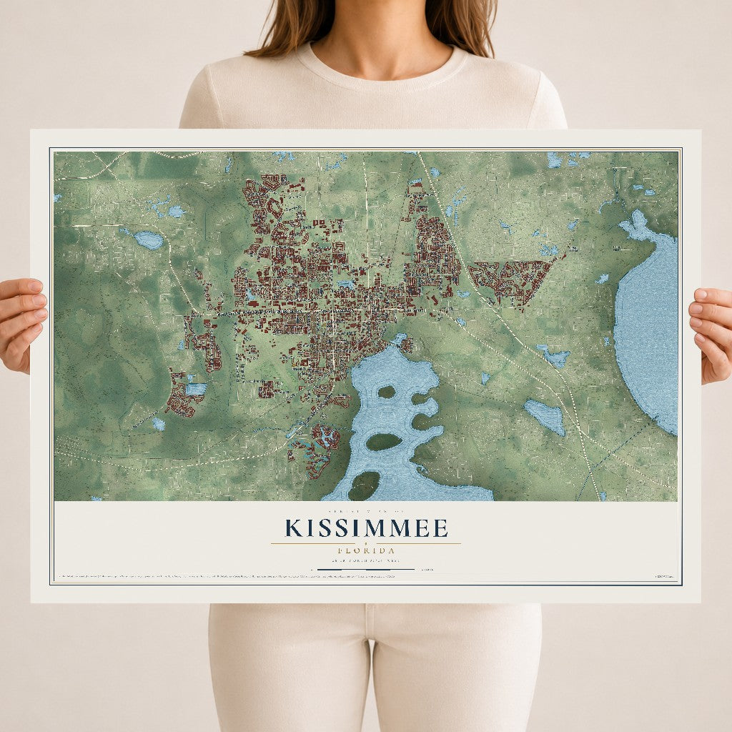 Kissimmee, Florida map print, 18" x 24" Archival Matte Print mockup