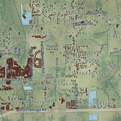 Close-up of the map of Knights, Florida print showing street and building detail
