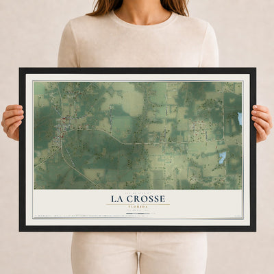 La Crosse, Florida map print, 12" x 18" W/ Black Ayous Wood Frame mockup