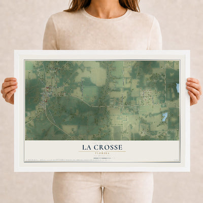 La Crosse, Florida map print, 12" x 18" W/ White Ayous Wood Frame mockup