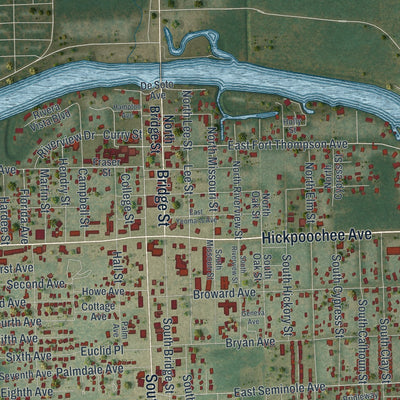 Close-up 1 of the LaBelle, Florida map artwork