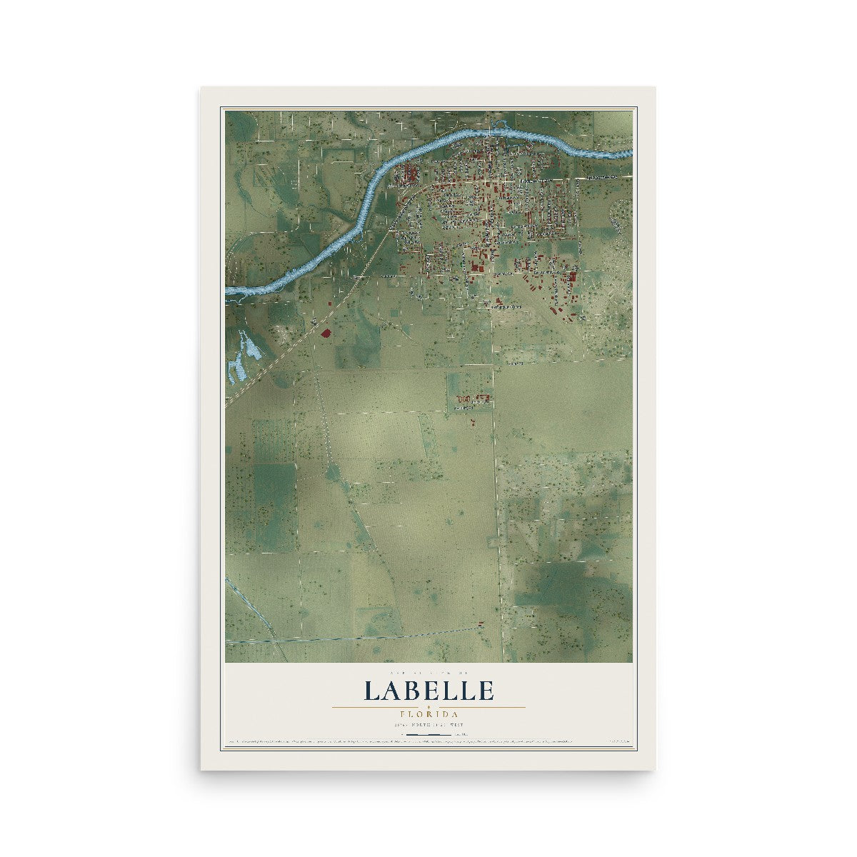 LaBelle, Florida map print, 12" x 18" Archival Matte Print mockup