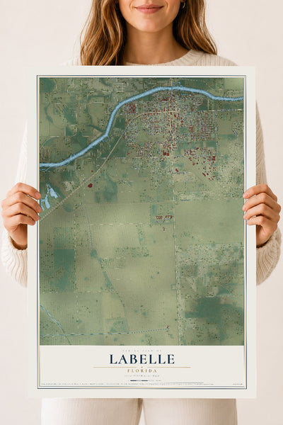 LaBelle, Florida map print, 18" x 24" Archival Matte Print mockup