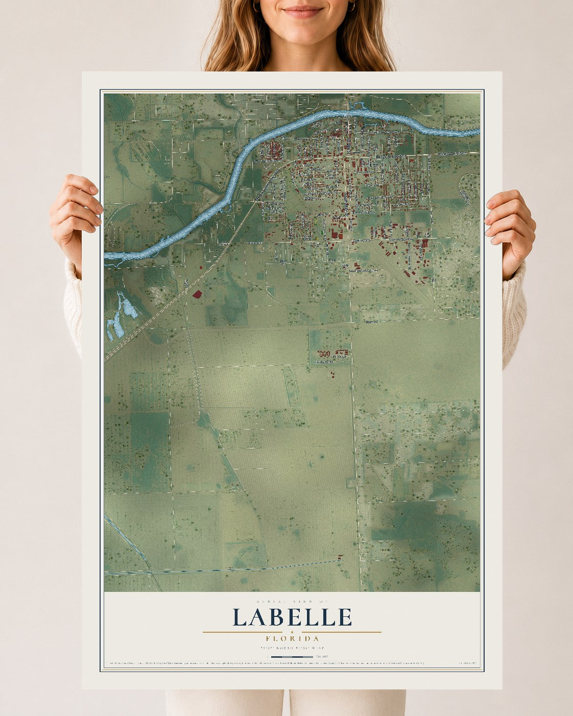 LaBelle, Florida map print, 24" x 36" Archival Matte Print mockup