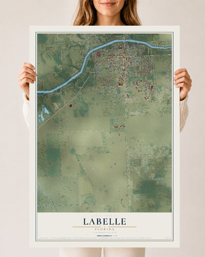 LaBelle, Florida map print, 24" x 36" Archival Matte Print mockup