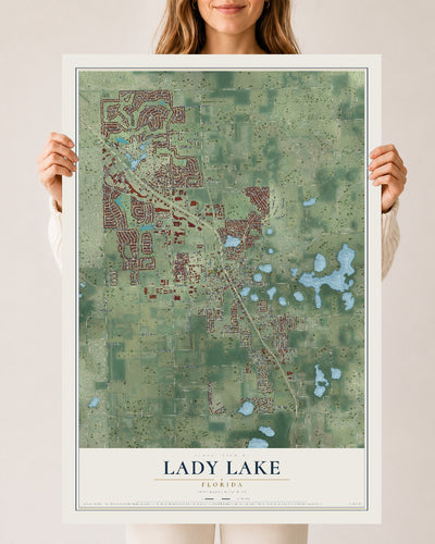 Lady Lake, Florida map print, 24" x 36" Archival Matte Print mockup
