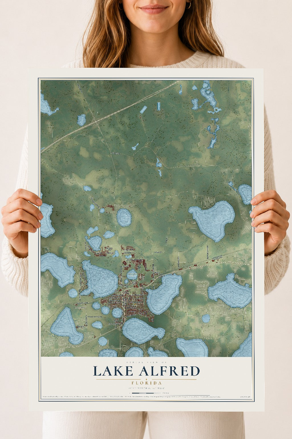 Lake Alfred, Florida map print, 18" x 24" Archival Matte Print mockup