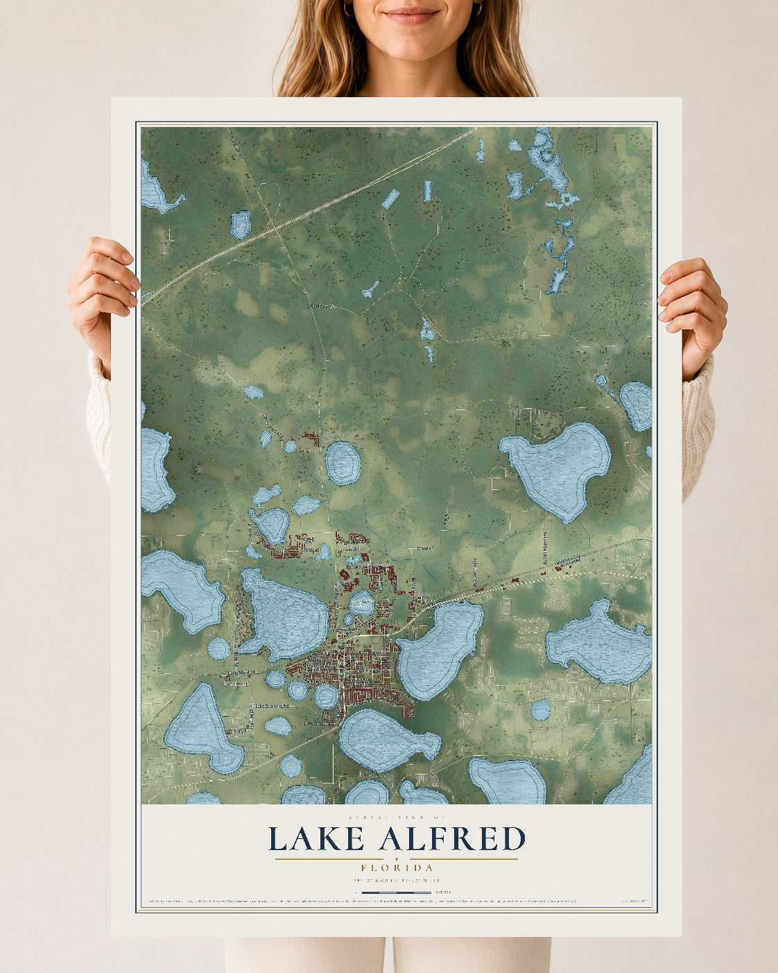 Lake Alfred, Florida map print, 24" x 36" Archival Matte Print mockup