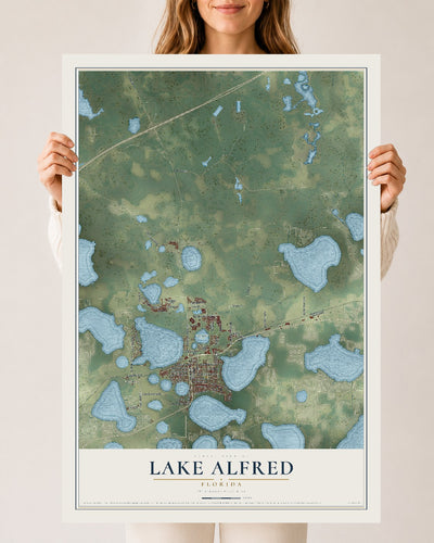 Lake Alfred, Florida map print, 24" x 36" Archival Matte Print mockup