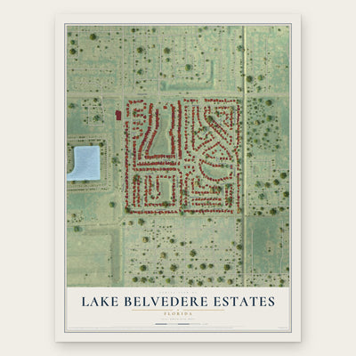 Lake Belvedere Estates, Florida map print, the full design