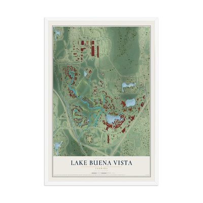 Lake Buena Vista, Florida map print, 12" x 18" W/ White Ayous Wood Frame mockup