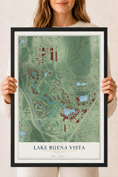 Lake Buena Vista, Florida map print, 18" x 24" W/ Black Ayous Wood Frame mockup