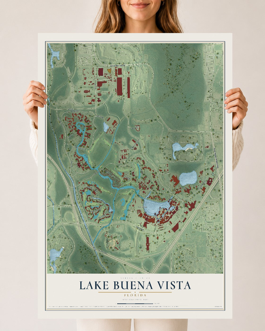 Lake Buena Vista, Florida map print, 24" x 36" Archival Matte Print mockup