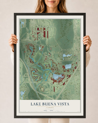 Lake Buena Vista, Florida map print, 24" x 36" W/ Black Ayous Wood Frame mockup