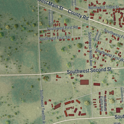 Close-up 2 of the Lake Butler, Florida map artwork