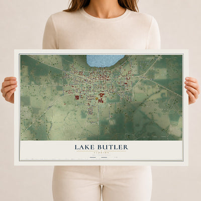 Lake Butler, Florida map print, 12" x 18" Archival Matte Print mockup