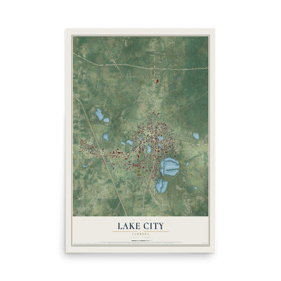 Lake City, Florida map print, 12" x 18" Archival Matte Print mockup