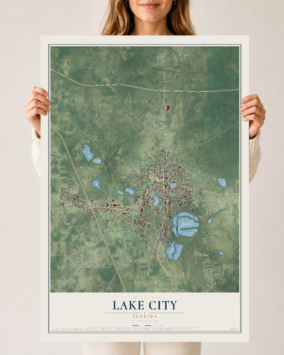 Lake City, Florida map print, 24" x 36" Archival Matte Print mockup