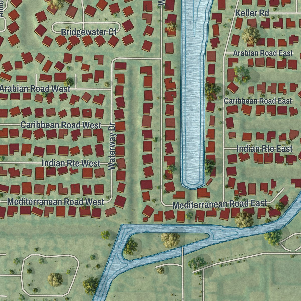 Close-up 1 of the Lake Clarke Shores, Florida map artwork