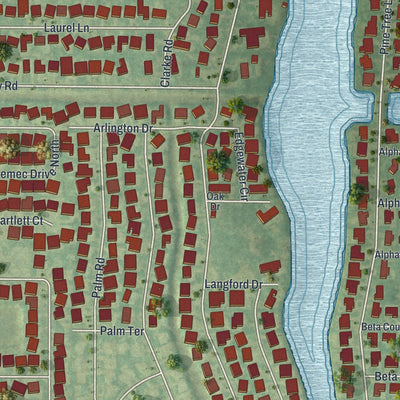 Close-up 2 of the Lake Clarke Shores, Florida map artwork
