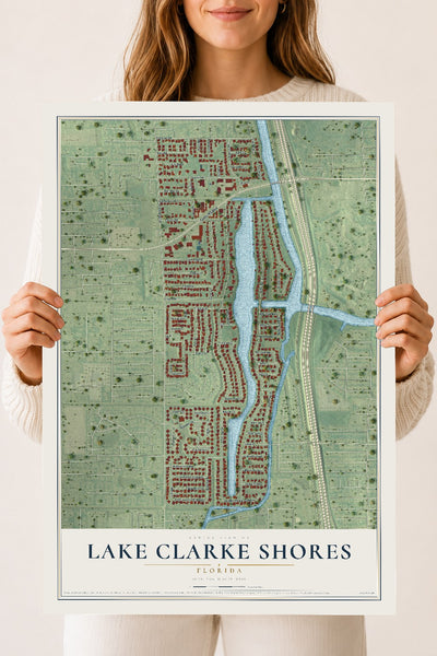 Lake Clarke Shores, Florida map print, 18" x 24" Archival Matte Print mockup