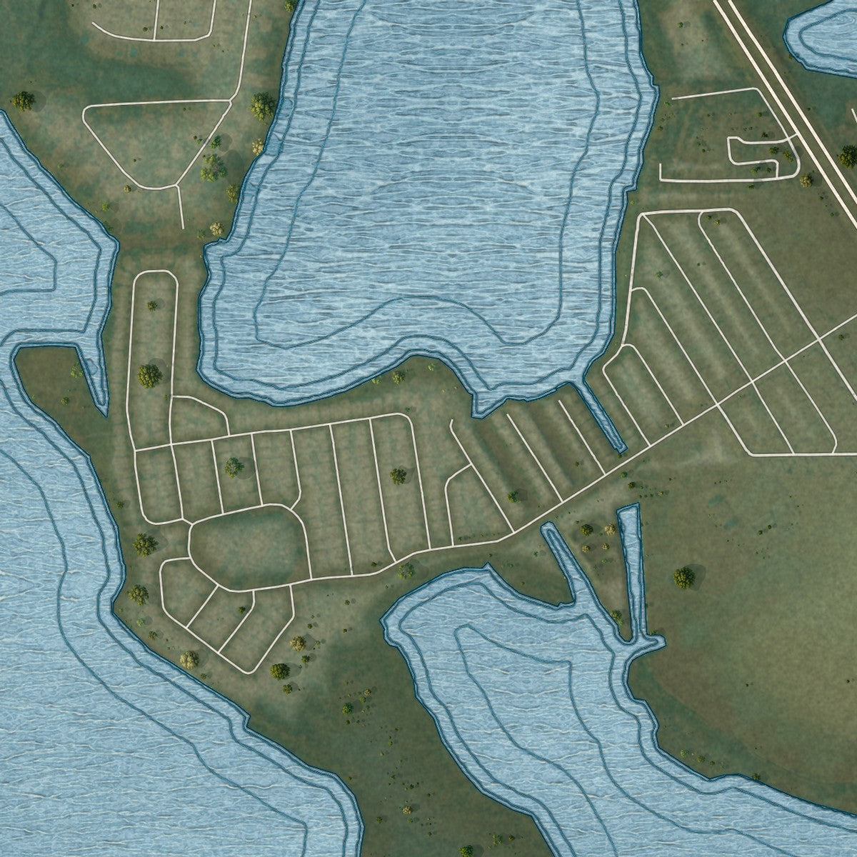 Close-up 1 of the Lake Hamilton, Florida map artwork