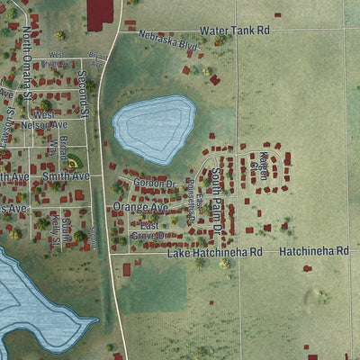Close-up 2 of the Lake Hamilton, Florida map artwork