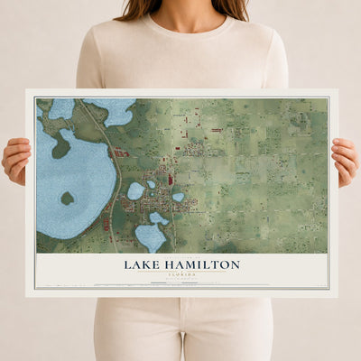 Lake Hamilton, Florida map print, 12" x 18" Archival Matte Print mockup