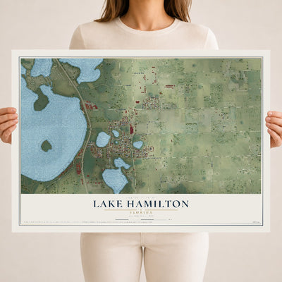 Lake Hamilton, Florida map print, 18" x 24" Archival Matte Print mockup