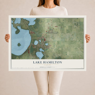 Lake Hamilton, Florida map print, 24" x 36" Archival Matte Print mockup