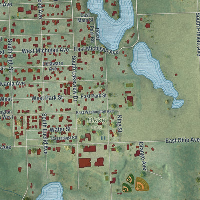 Close-up 2 of the Lake Helen, Florida map artwork