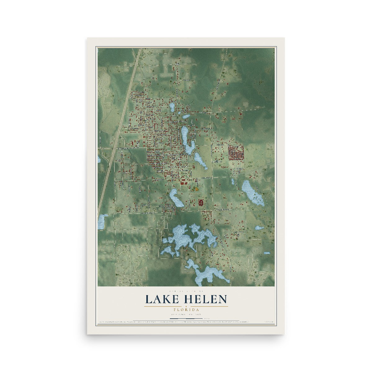 Lake Helen, Florida map print, 12" x 18" Archival Matte Print mockup