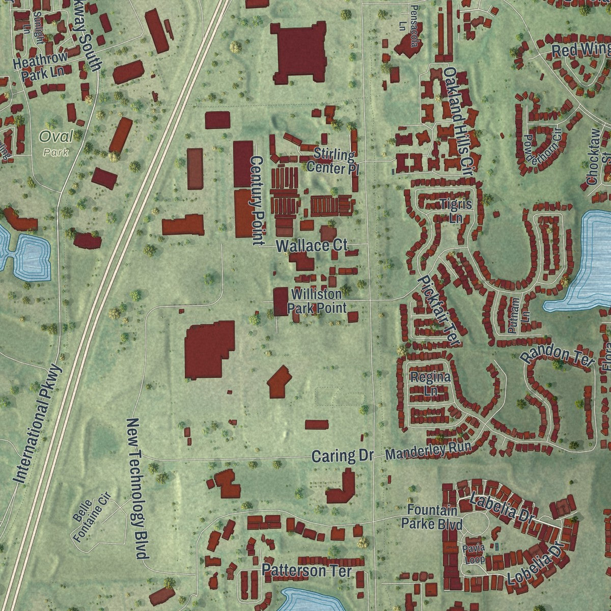 Close-up 1 of the Lake Mary, Florida map artwork
