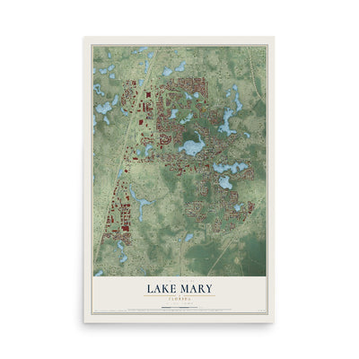 Lake Mary, Florida map print, 12" x 18" Archival Matte Print mockup