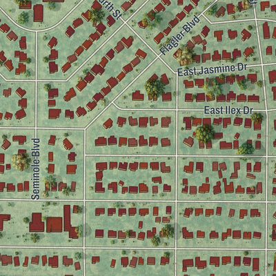 Close-up 1 of the Lake Park, Florida map artwork