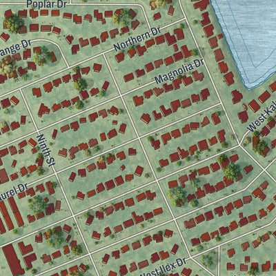 Close-up 2 of the Lake Park, Florida map artwork