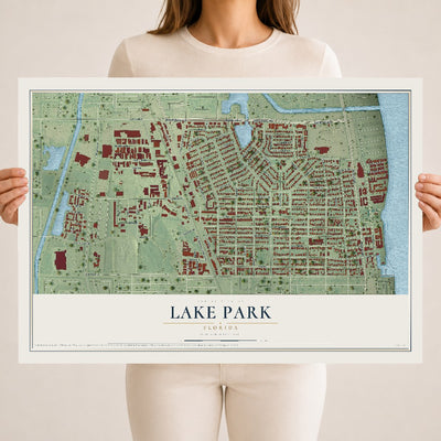Lake Park, Florida map print, 18" x 24" Archival Matte Print mockup