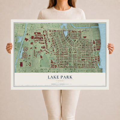 Lake Park, Florida map print, 24" x 36" Archival Matte Print mockup