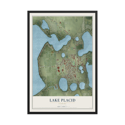 Lake Placid, Florida map print, 12" x 18" W/ Black Ayous Wood Frame mockup