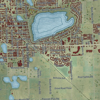 Close-up 1 of the Lake Wales, Florida map artwork