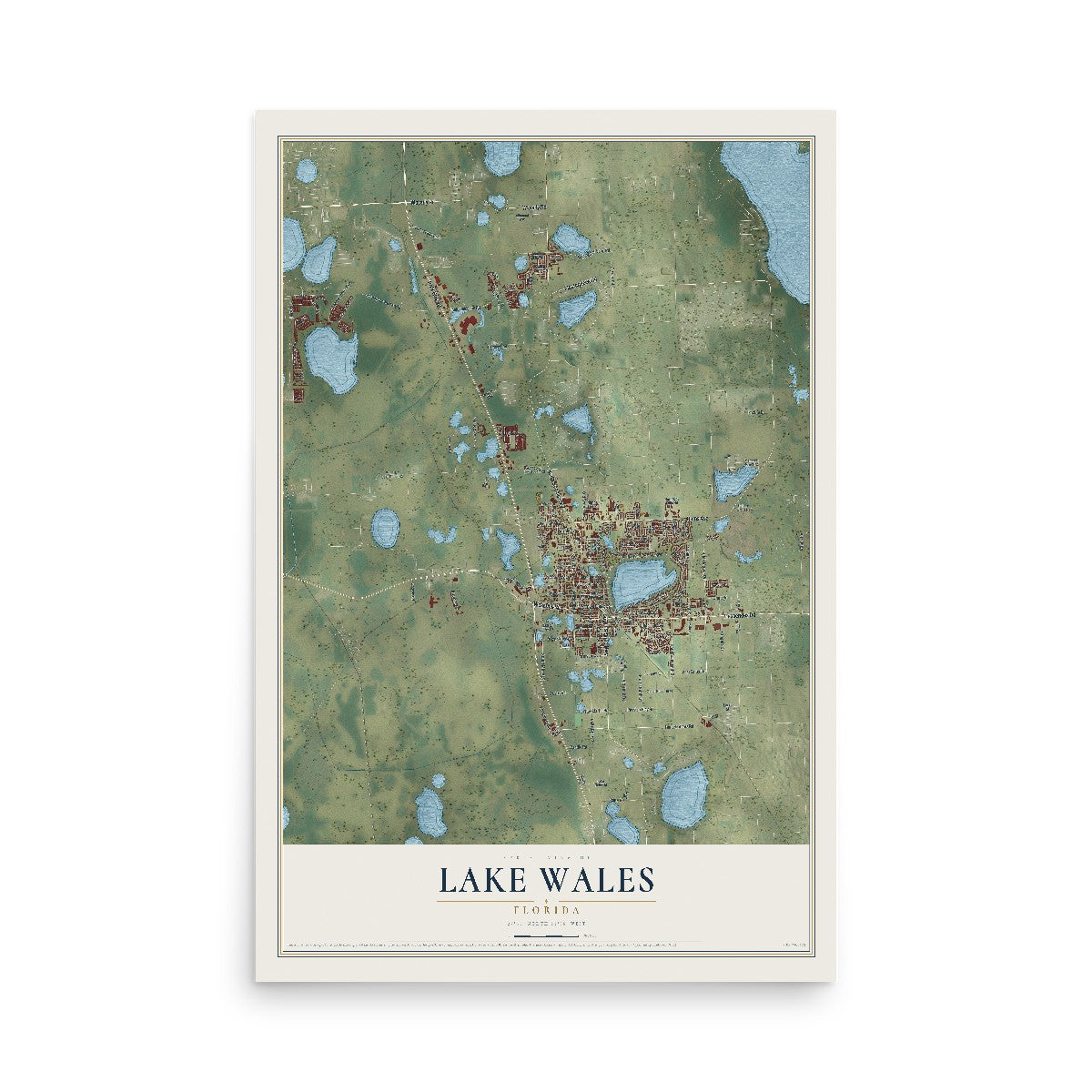 Lake Wales, Florida map print, 12" x 18" Archival Matte Print mockup