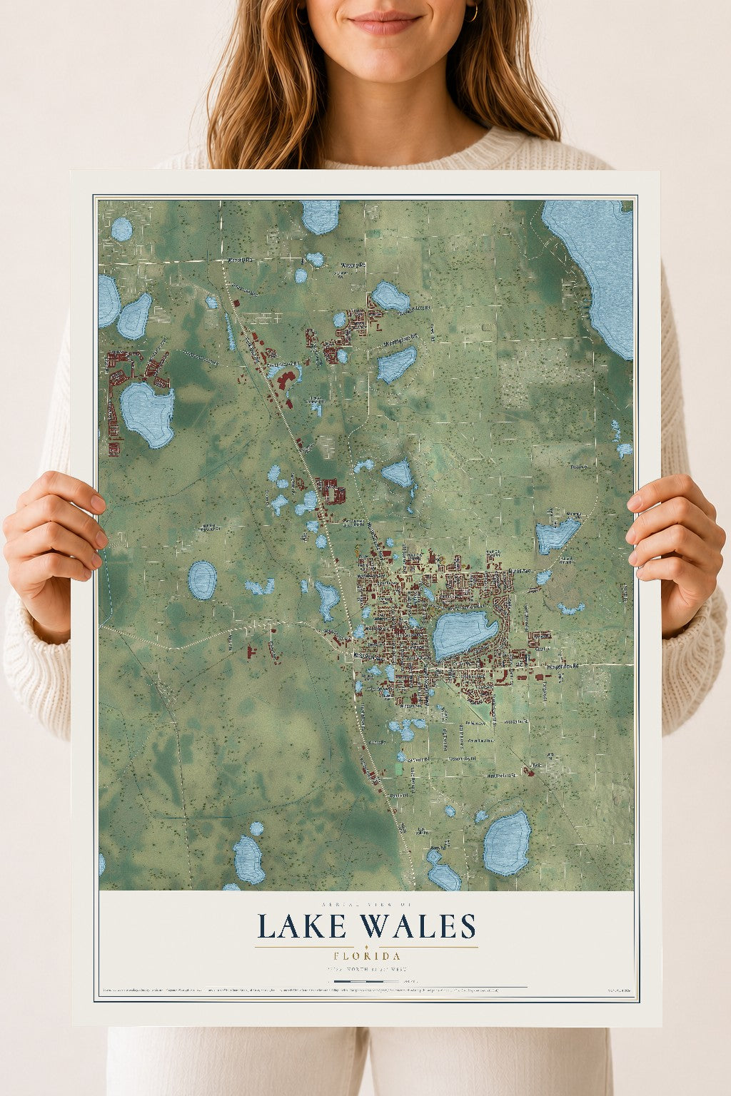 Lake Wales, Florida map print, 18" x 24" Archival Matte Print mockup