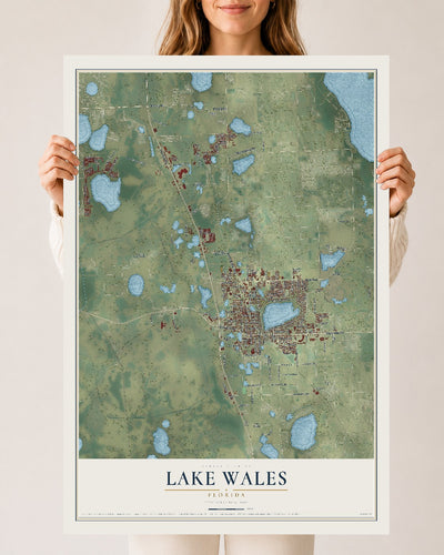 Lake Wales, Florida map print, 24" x 36" Archival Matte Print mockup